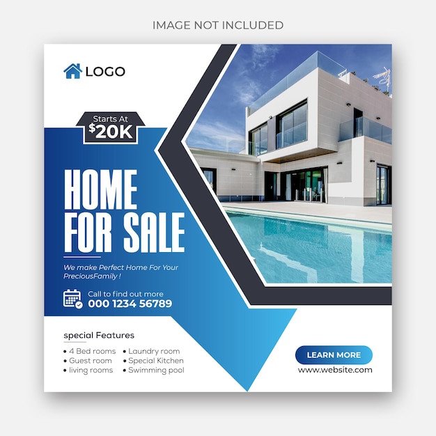 Real estate house for sale social media banner template