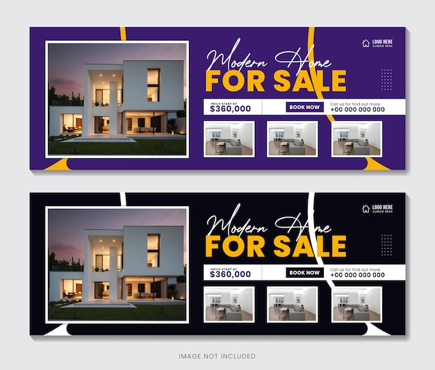 Vector real estate house sale social media cover web banner template