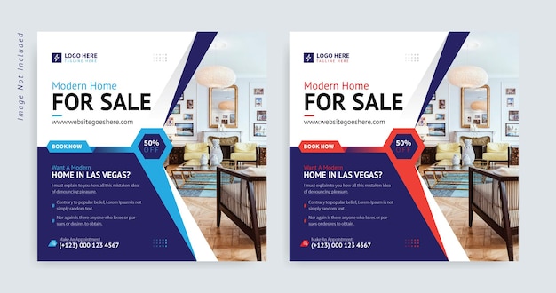 Real Estate House Sale Social Media Post or Square Banner Template Premium Vector