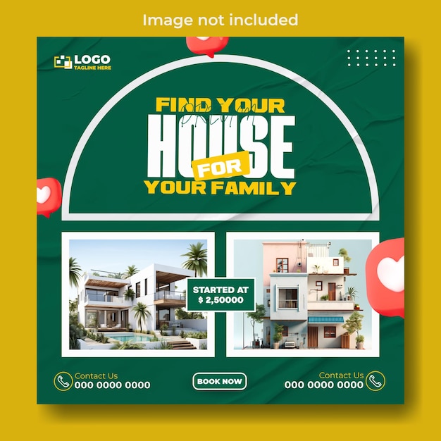 Real estate house sale social media post template design