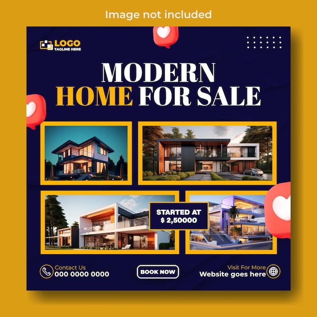 Real estate house sale social media post template design