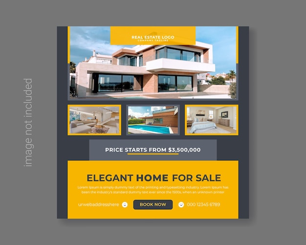 Real estate house for sale social media promotion Premium Vector