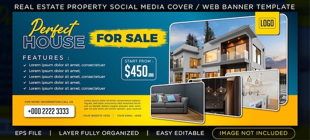 Real estate house social media cover or web banner template