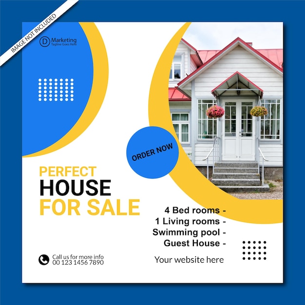 Real estate house social media instagram post or web banner template