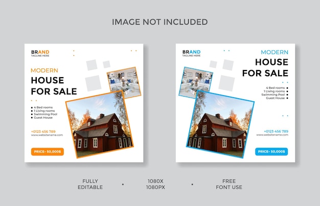 Real estate house social media Instagram post or web banner template