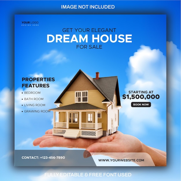 Real estate house social media post banner template