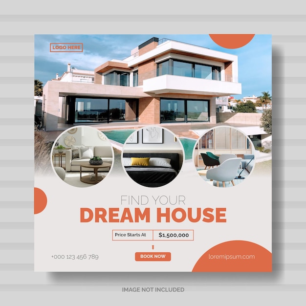 Real estate house social media post banner template