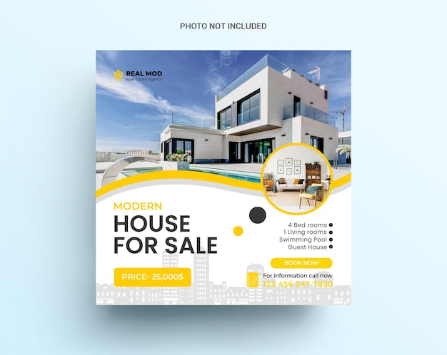 Real estate house social media post or banner template