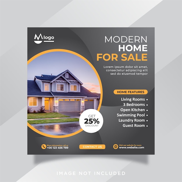 Real estate house social media post or square banner template