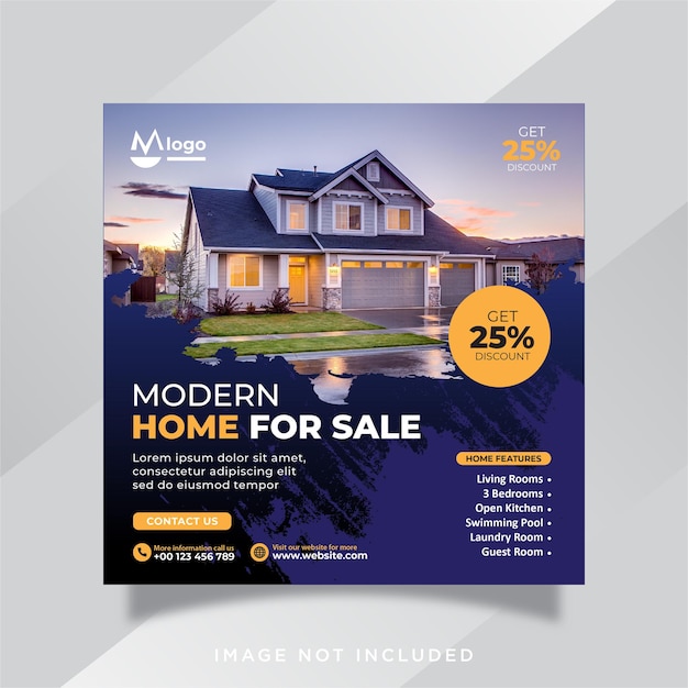 Real estate house social media post or square banner template