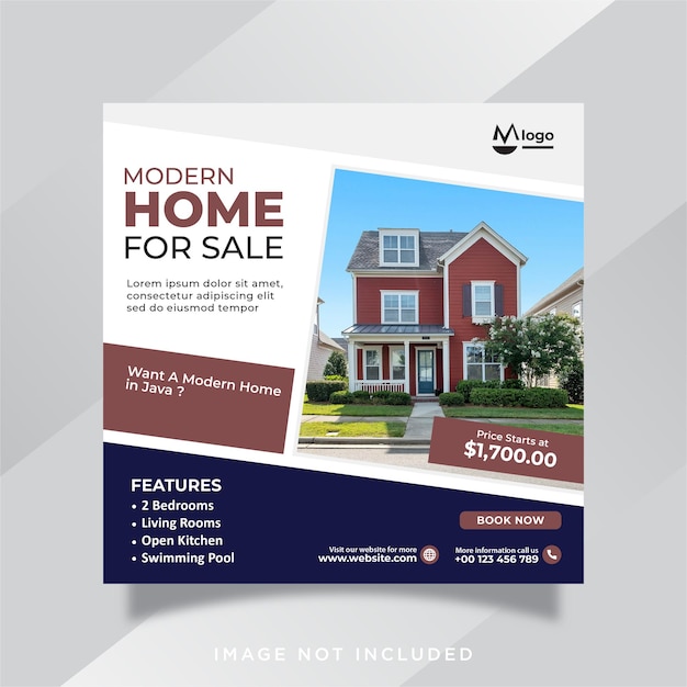 Real estate house social media post or square banner template