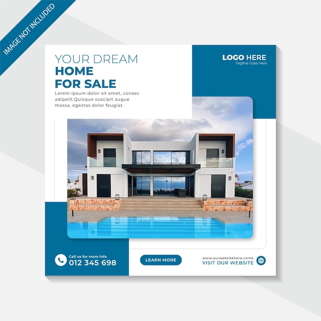 Real estate house social media post or square banner template