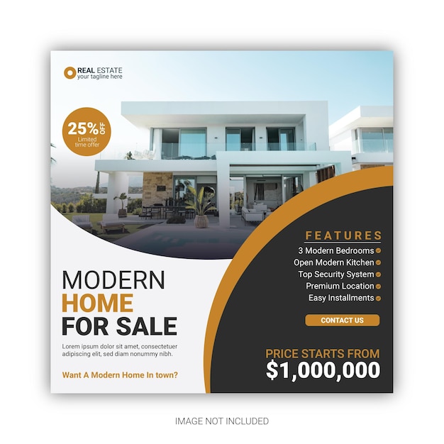 Real estate house social media post or square banner template