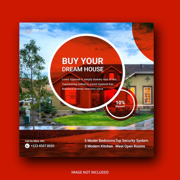 Real estate house social media post or square banner template