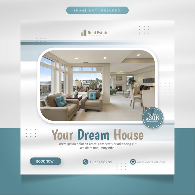 Real estate house social media post template design