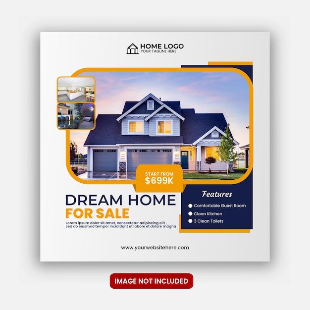 Real estate house square social media banner template