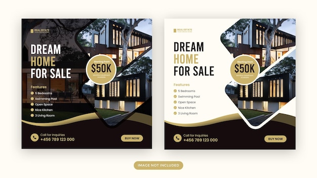 Real estate instagram post or square web banner template