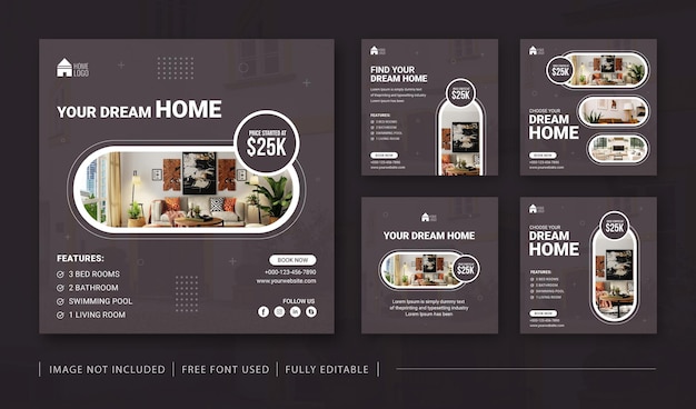 Real estate instagram social media post templates