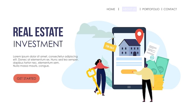 Real estate investment landing page concept illustration