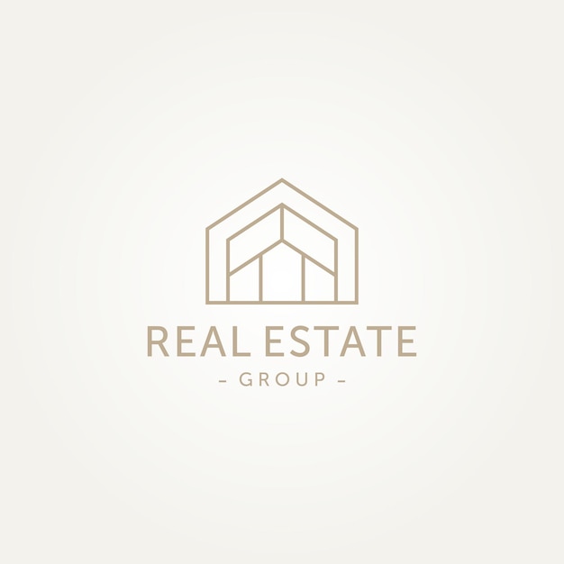 Real estate line art logo vector illustration design minimalist architecture building symbol