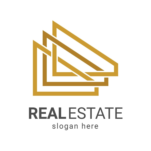 Real Estate Line Logo with 3 house shape illustration