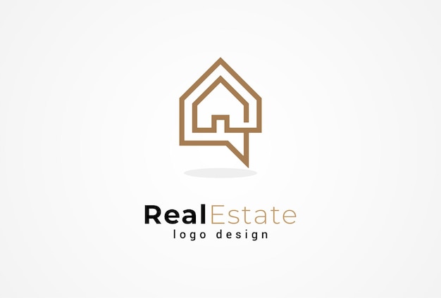 Real Estate Logo building and chat bubble combination suitable for Architecture Building apps logo