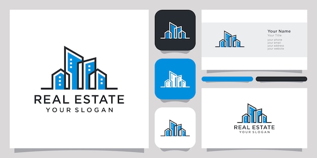 Real Estate Logo Design Icon Symbol Vector Template and business card design.