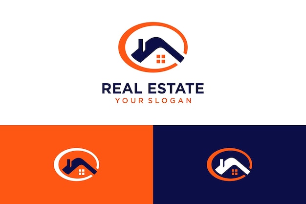 real estate logo design with building or house