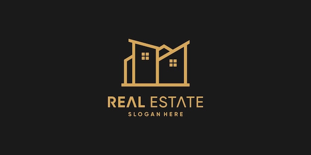 Real estate logo design with creative style Premium Vector