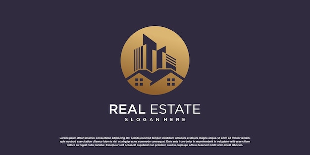 Real estate logo design with creative unique style Premium Vector