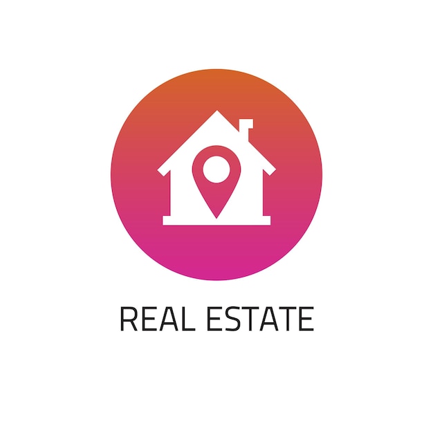 Real estate logo or home house apartment rental location point icon rent pointer marker tag