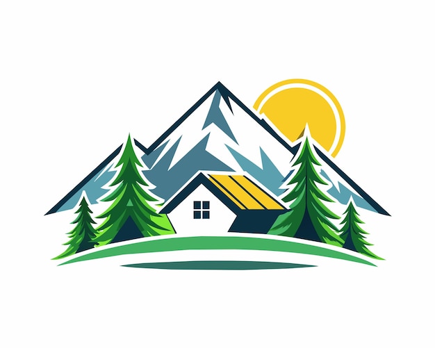 Real estate logo house and mountain vector illustration