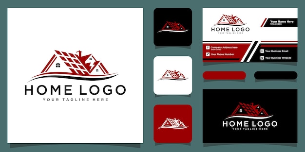 Real estate logo, vector icon designs with business card design Premium Vector