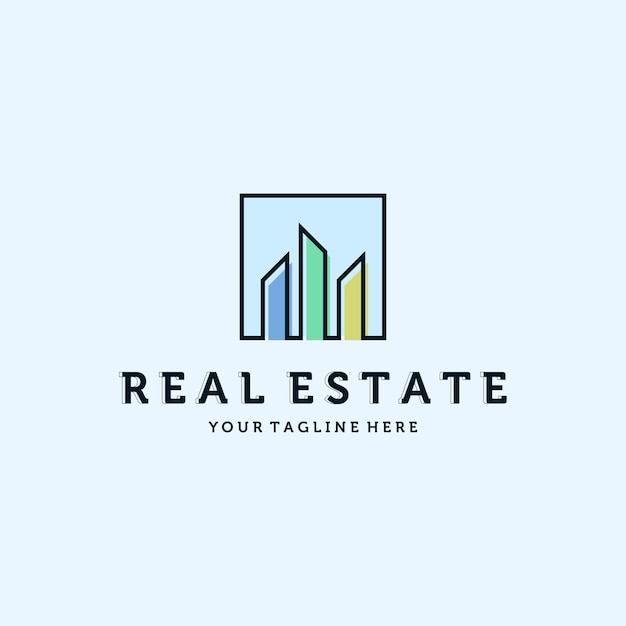 Real Estate Logo Vector Illustration Design Simple Modern Minimalist Apartment or Condominium Logo Template Design Creative Real Estate or Property Illustration Logo Concept