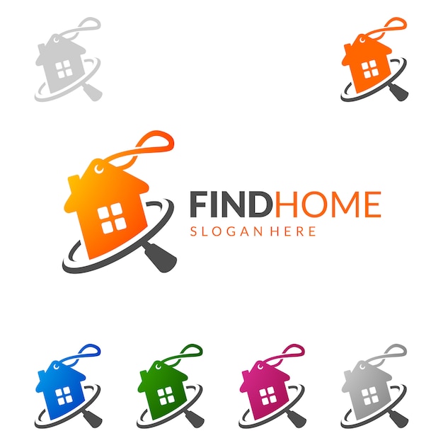 Real estate Logo with House and Find Home Concept