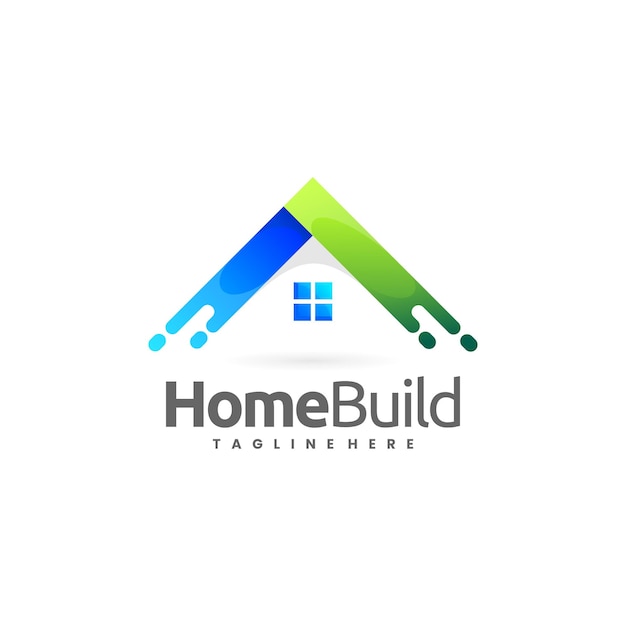 real estate logo with roof and colorful style