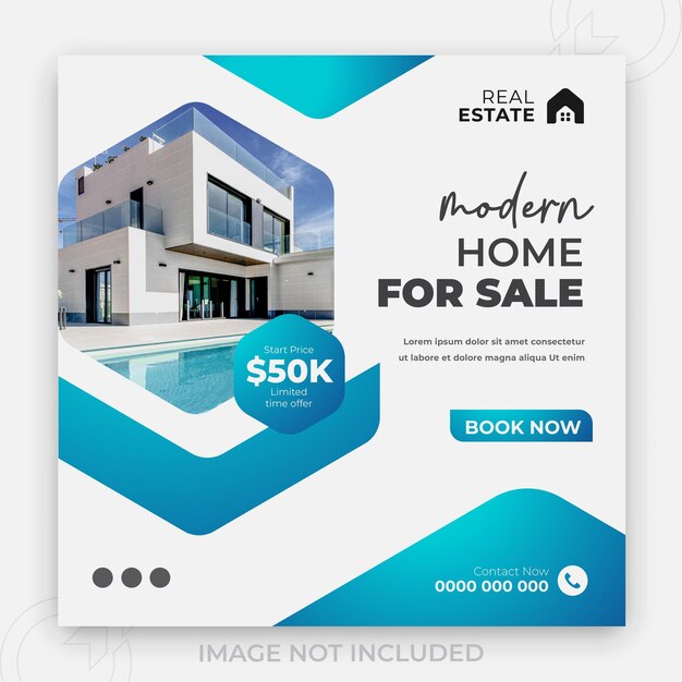 Real estate luxury home for sale services property and 2 color gradient clear background or Modern business construction social media banner template