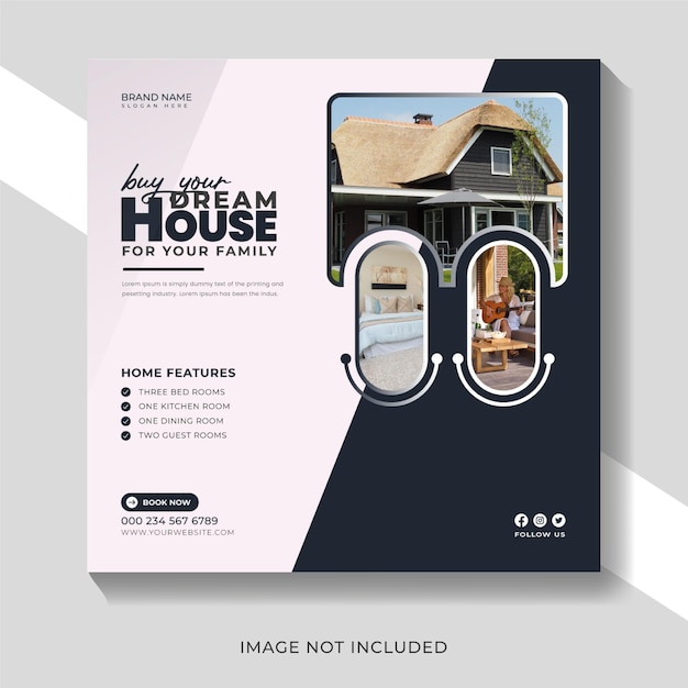 Real estate luxury house social media post and banner and template