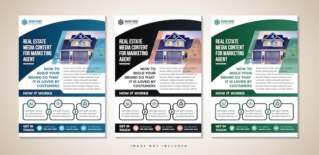 Vector real estate media content for marketing agent flyer template vector design illustration