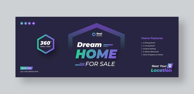 Vector real estate modern home buy and sale sale social media cover web banner