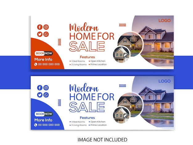 Vector real estate modern home sale facebook cover design