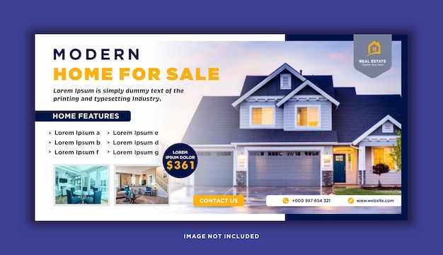 Vector real estate modern home sale social media cover web banner premium vector