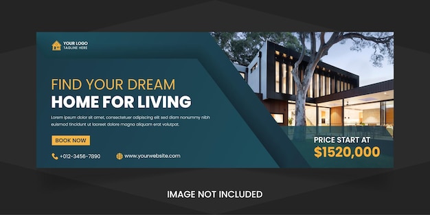 Real estate Modern Home For Sale social media Facebook cover Premium Vactor Design template