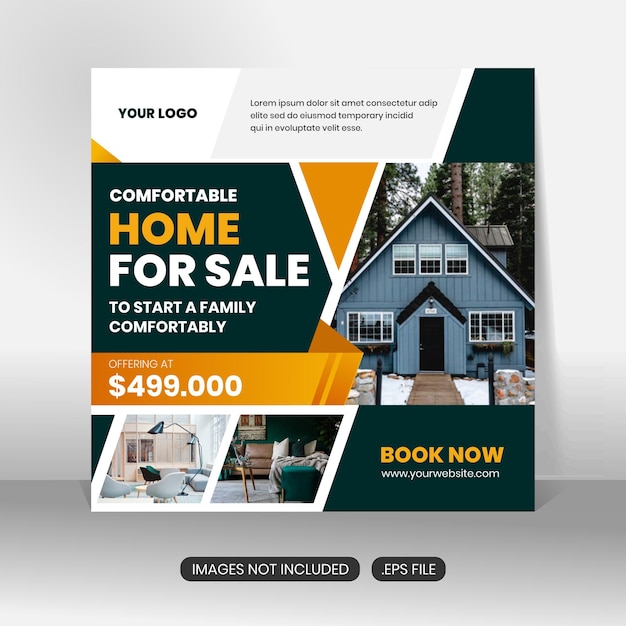 Real estate modern home for sale social media post square banner flyer template