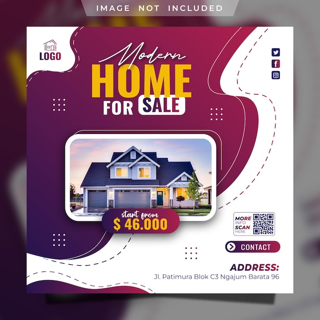 Real Estate Modern Home Social Media Instagram Post Flyer And Banner Template For promotion