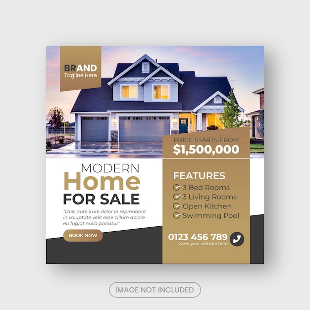 Real estate Modern house property Instagram post or social media banner template
premium Vector