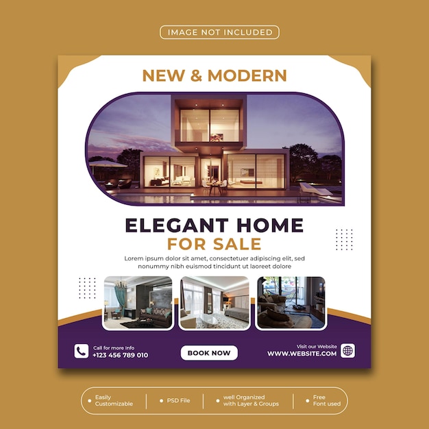 Real estate modern house sale social media banner or Instagram post design templates