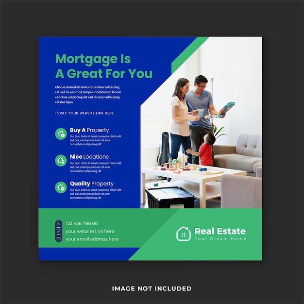 Real estate mortgage service property buy and sale Instagram post template