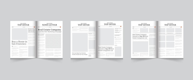 Vector real estate newsletter or journal design business newsletter template vector illustration