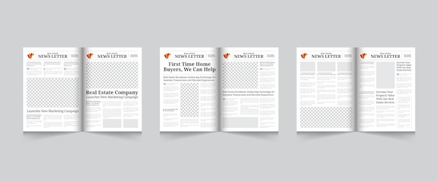 Real estate newsletter or journal design business newsletter template vector illustration